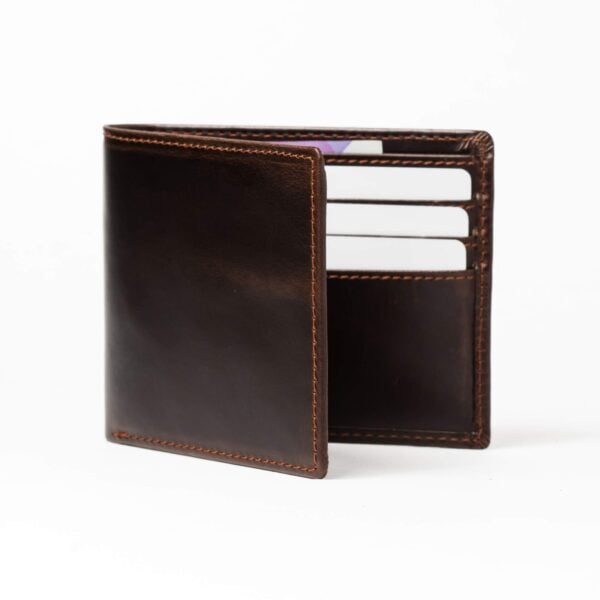 Men's dark brown leather billfold wallet