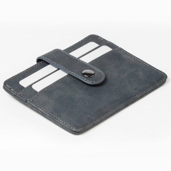 Men's Leather Card Wallet with card holder sections and popper fastener