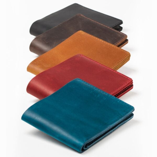 Men's leather wallets in an array of colours