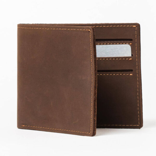 A classic style mens bifold wallet with space for cards, id, money and more