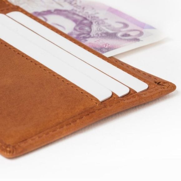 Light brown guy's leather card holder wallet